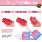 Safe gel manicure removal process using non irritating liquid formula