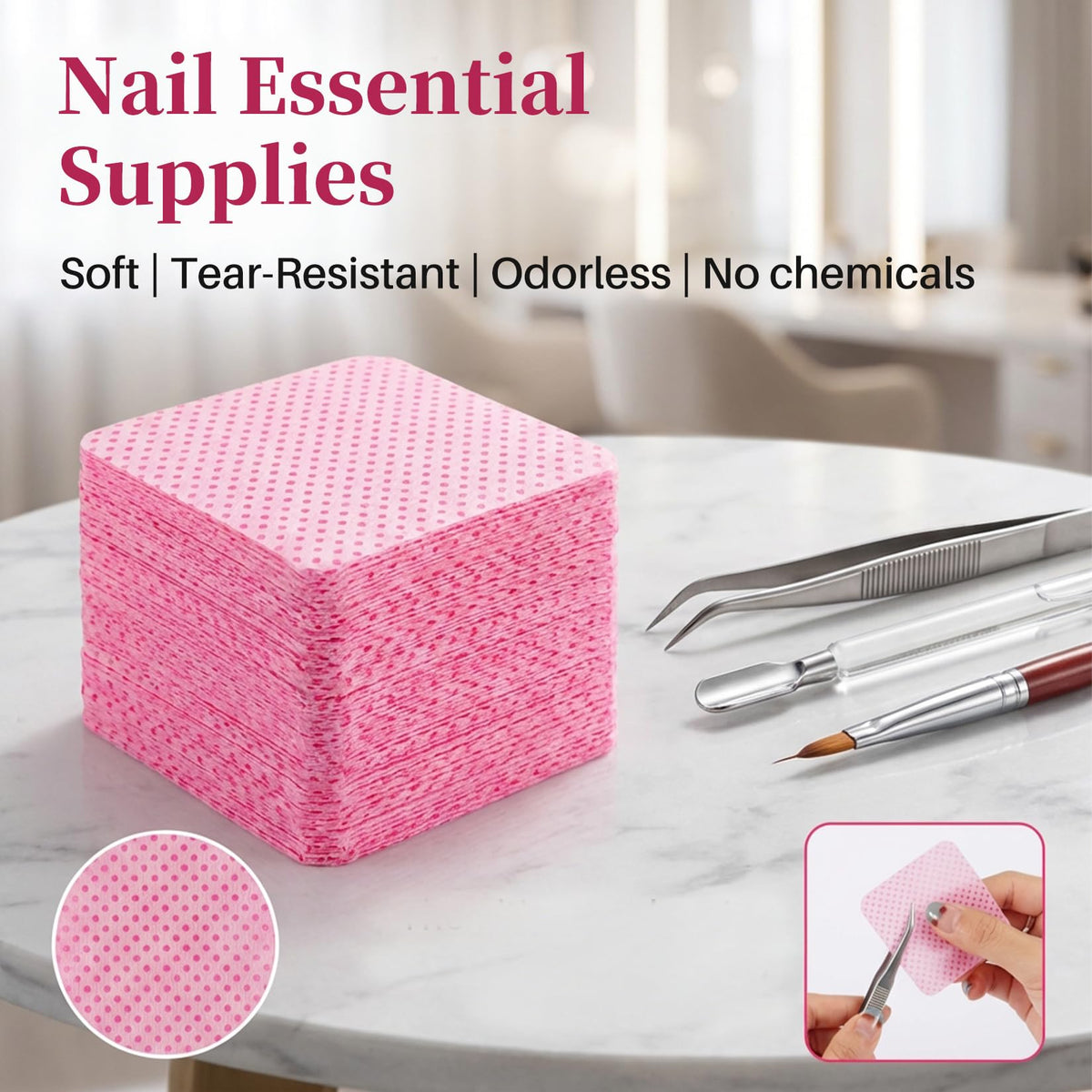 Absorbent gel nail wipes being used with acetone for polish removal
