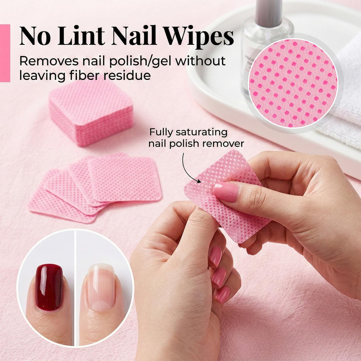 Lint free lash glue wipes cleaning the neck of an adhesive bottle