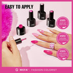Application of Mefa gel polish showing glossy finish