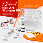 Stainless steel nail stamping plates with intricate floral and geometric designs
