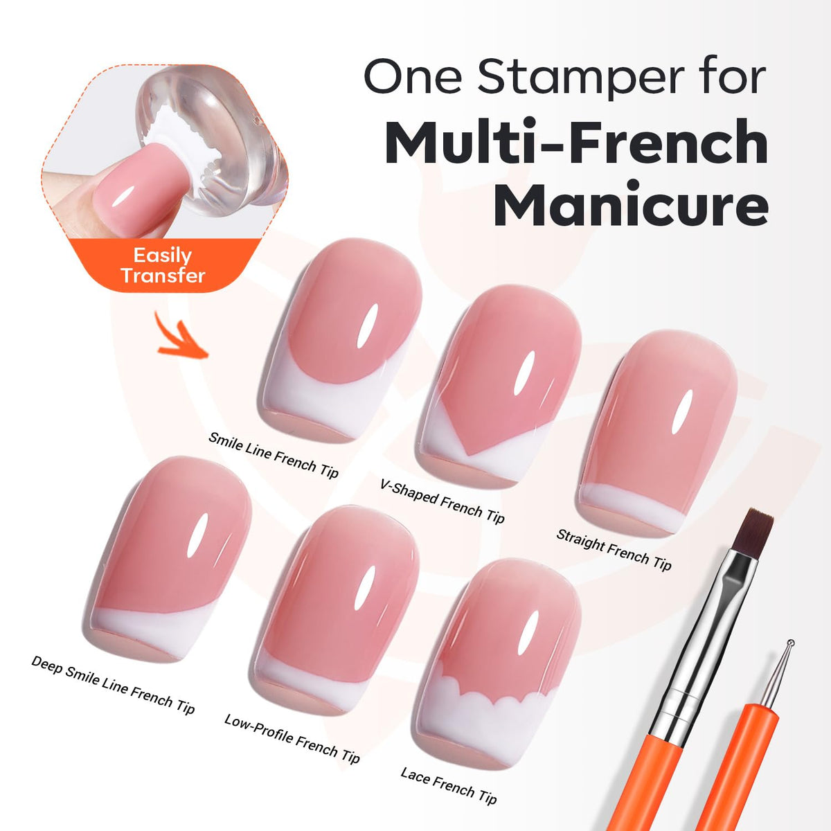 French tip nail stamper tool and scraper kit
