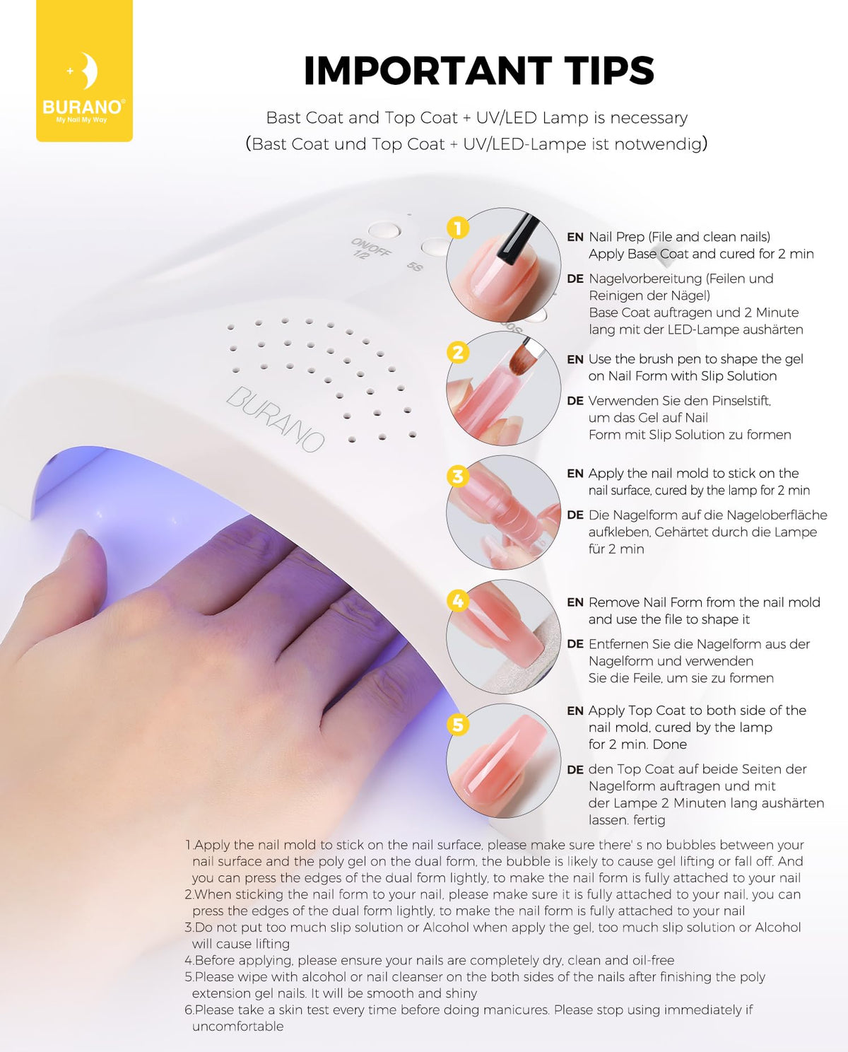 Burano poly nail gel kit colors swatch on nails