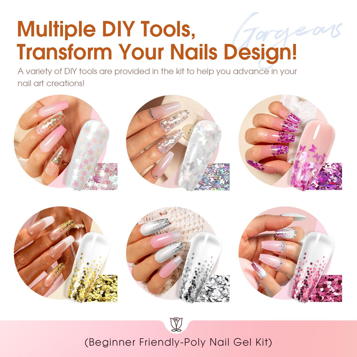 Professional nail sculpting tools in Rosalind gel kit