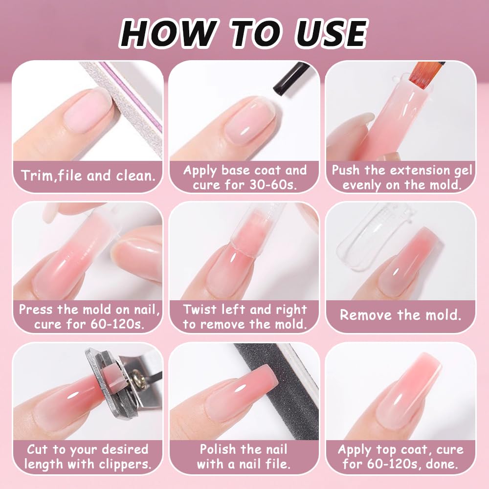 Professional nail kit contents including gel and application tools