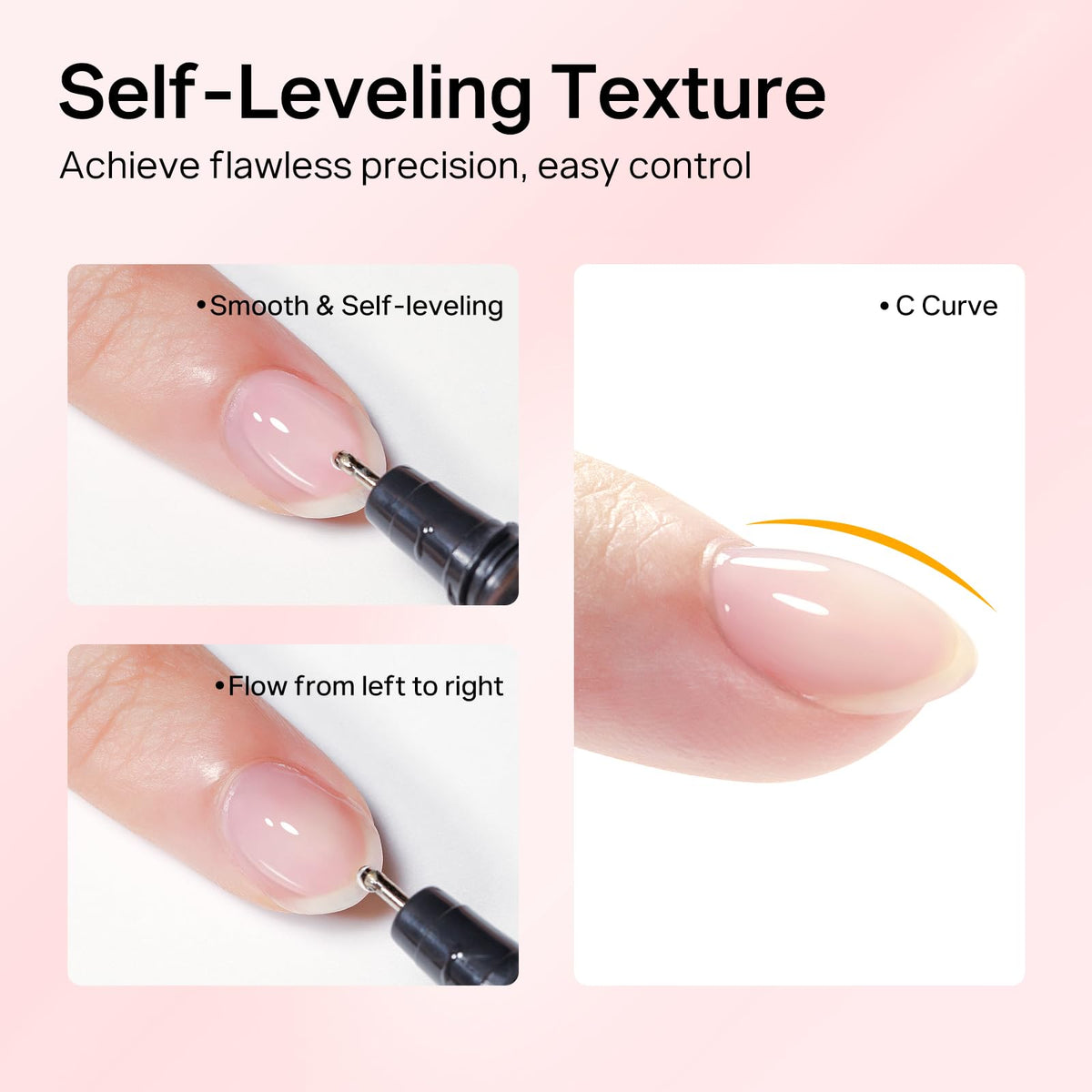 Close up of clear hard builder gel consistency