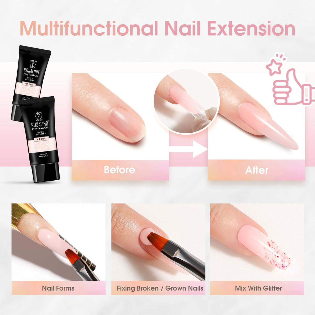 Natural finish soft pink poly gel for manicure enthusiasts