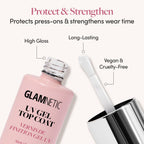 Glamnetic clear no wipe gel top coat application on premium press on nails