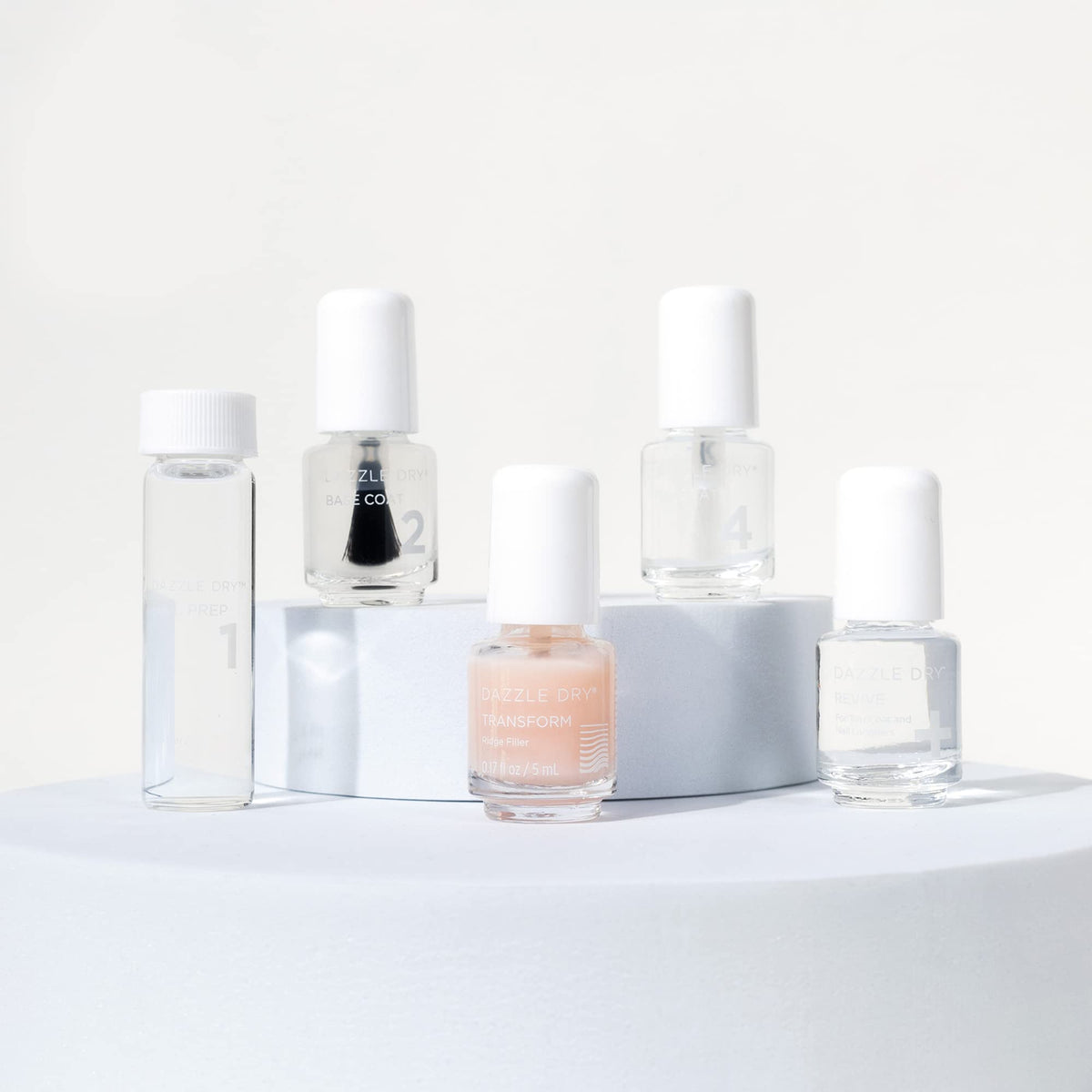 Dazzle Dry nail prep and base coat mini bottles