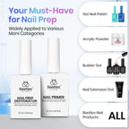 Beetles nail dehydrator and primer kit showcasing the non-toxic safe ingredients labels