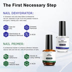 Gel base coat and glossy top coat bottles positioned next to each other showing the protective salon finish packaging