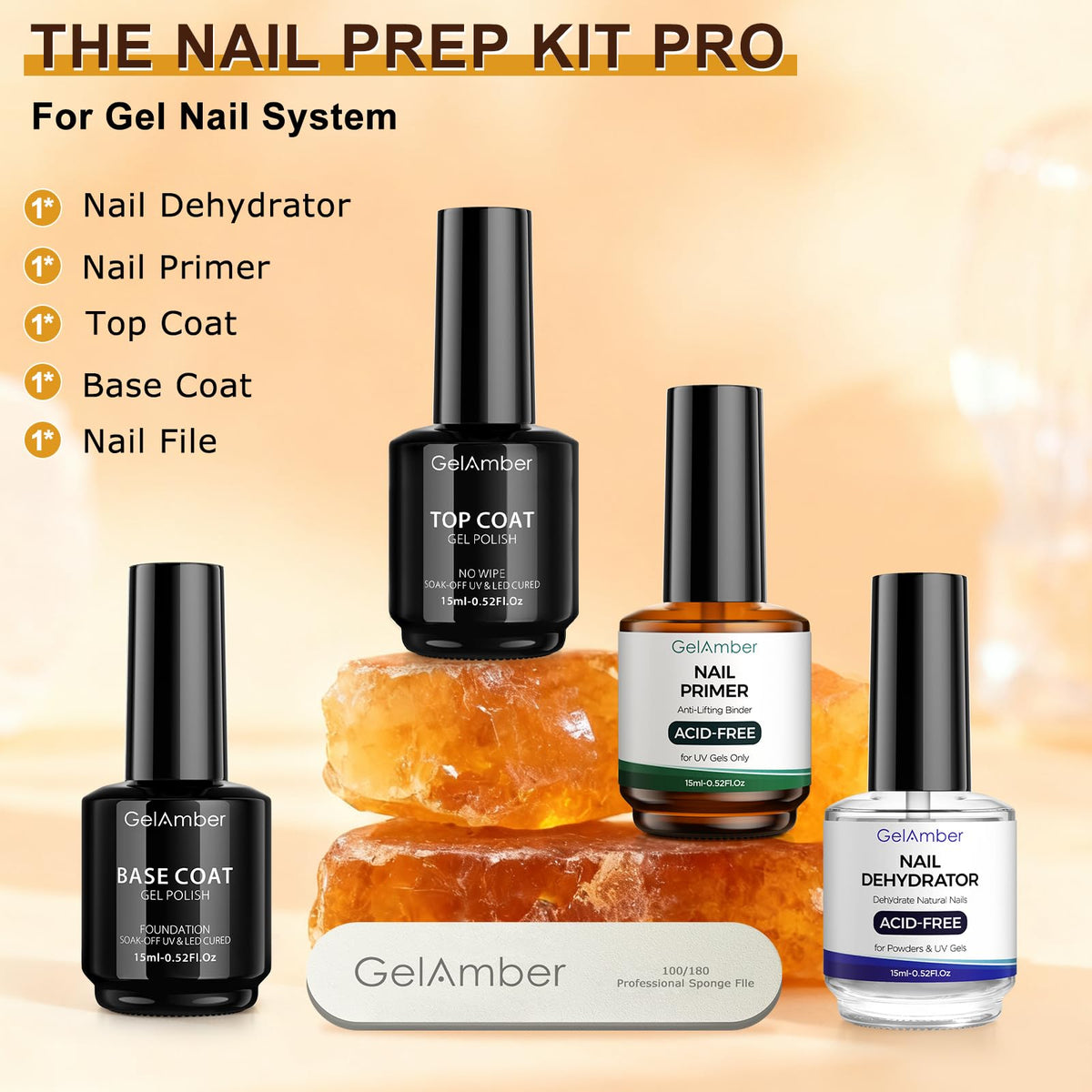 Side profile of the complete home DIY salon set illustrating the consistent bottle sizes and transparent product design