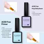 CANNI professional nail prep kit displaying the dehydrator step for oil removal.
