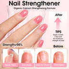 Side by side visual representation of nail ridges filled using Gellen sheer tinted red lacquer