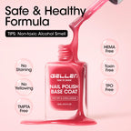 Gellen 4 in 1 clear nail polish bottle displaying the anti yellowing concealer properties