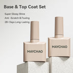 MAYCHAO 15ml gel base coat bottle showing the smooth brush applicator and thick clear formula