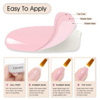 Manicured hand displaying the sheer natural cover finish of the pink base gel