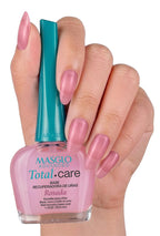 MASGLO Total Care nail strengthener packaging highlighting the 3-in-1 treatment benefits.