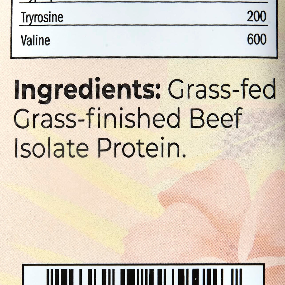 Nutrition facts panel for Santa Cruz Paleo 1.1 pound beef isolate bag
