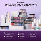 VANSISOS thirty color dipping powder starter set bottles neatly arranged with top and base coats