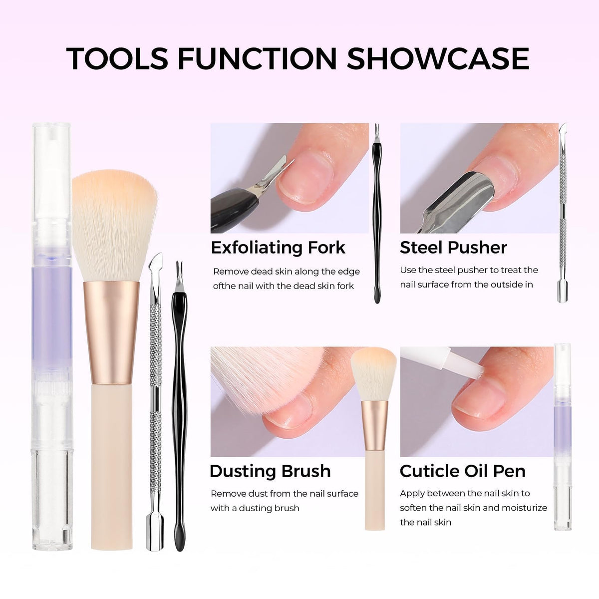 Step by step application guide display of the VANSISOS authentic USA imported nail dipping kit