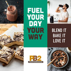 PB2 protein powder mixed into a chocolate peanut butter smoothie