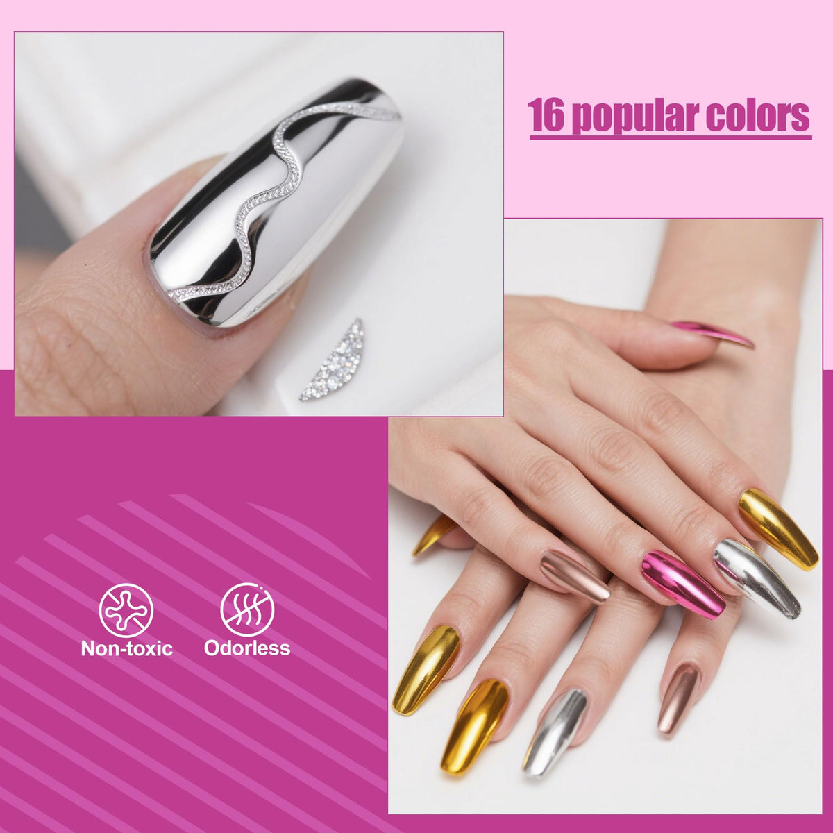 Artdone holographic and aurora nail powder collection set