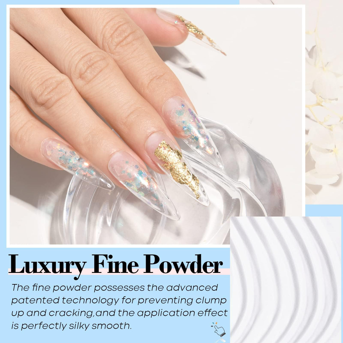 Professional clear acrylic dip powder for nails