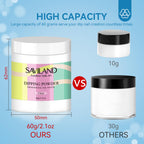 User applying Saviland clear dip powder on natural nails