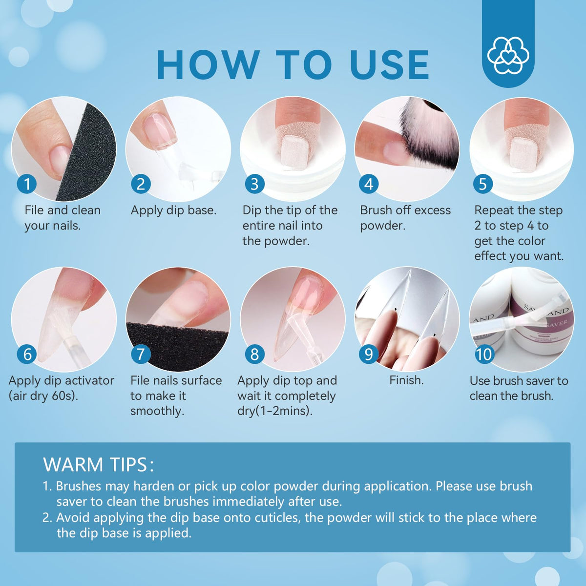 Professional nail art created with Saviland clear powder