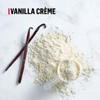 Scooping vanilla protein powder from Muscle Milk Genuine packaging for post-workout shake