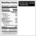 Close up of 1.36kg Quest protein container showing net carbs and sugar content