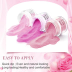 Hand showing glossy pink nail art created with Mnk66 powder