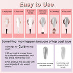 Educational shot showing chrome powder application process on gel nails