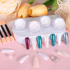 Siusio chrome nail powder packaging with included applicator tools