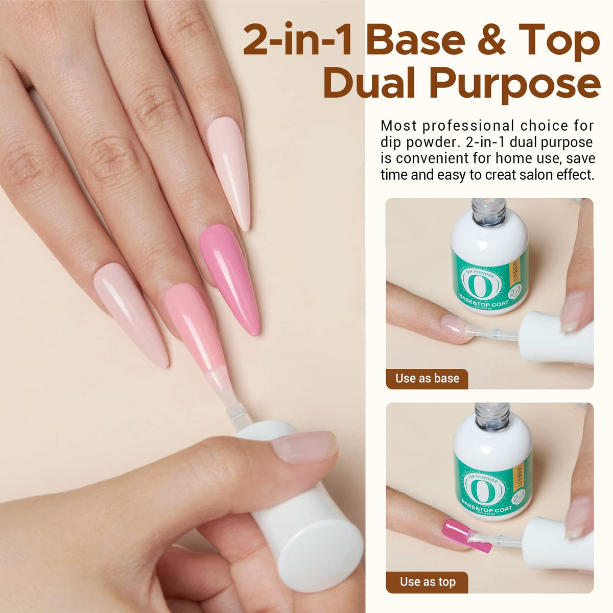 AZUREBEAUTY professional dipping powder liquids including base coat, activator, and matte top coat for salon manicures.