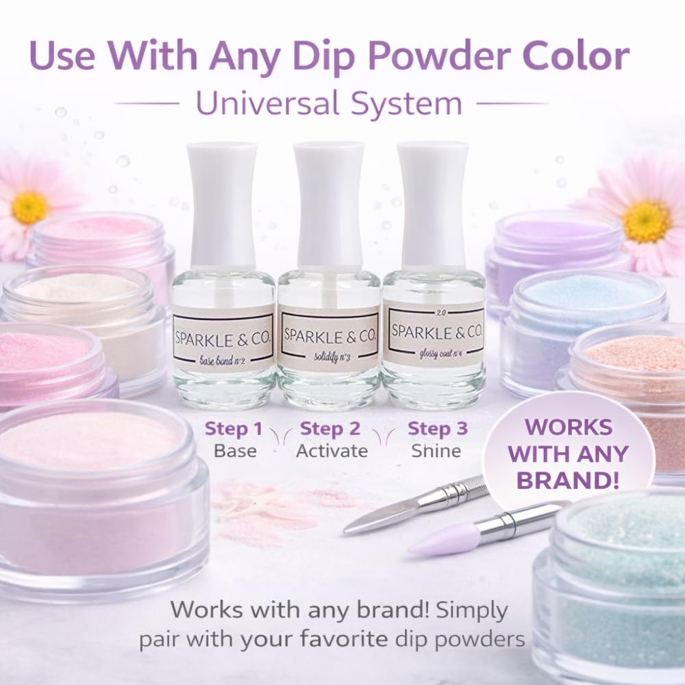 USA imported Sparkle and Co nail care set packaging displaying product volume labels.