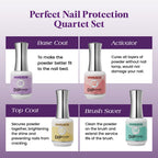 Vansisos dip powder kit components showing step-by-step instructions on packaging.