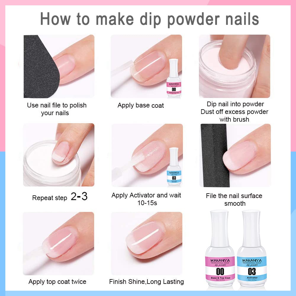Wakaniya long lasting dipping system bottles package components for home nail art