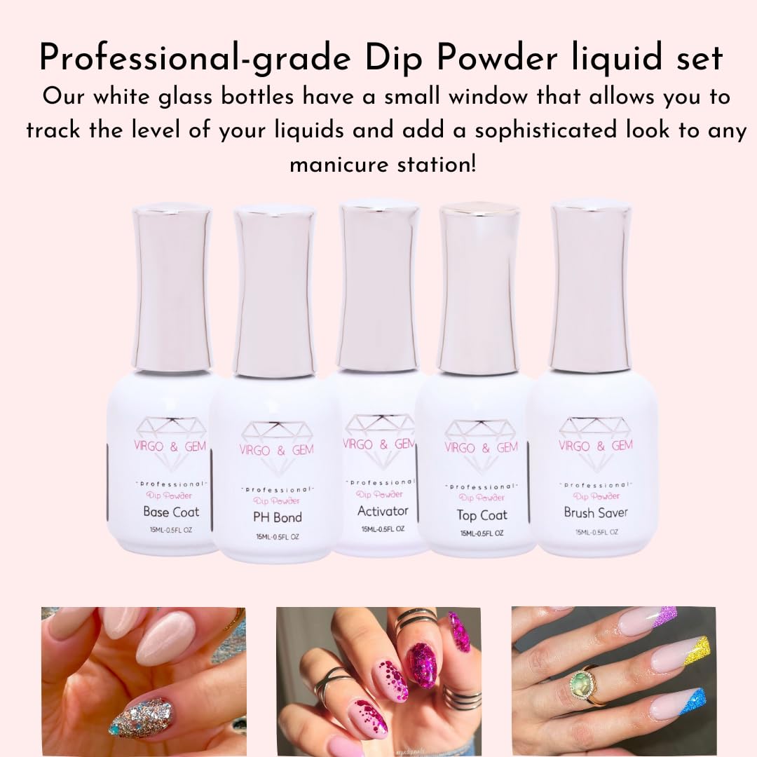 Close up of the Virgo and Gem fifteen milliliter activator bottle for professional dip manicures