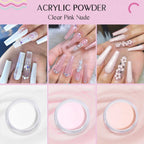 Saviland acrylic powder colors in clear pink and nude jars