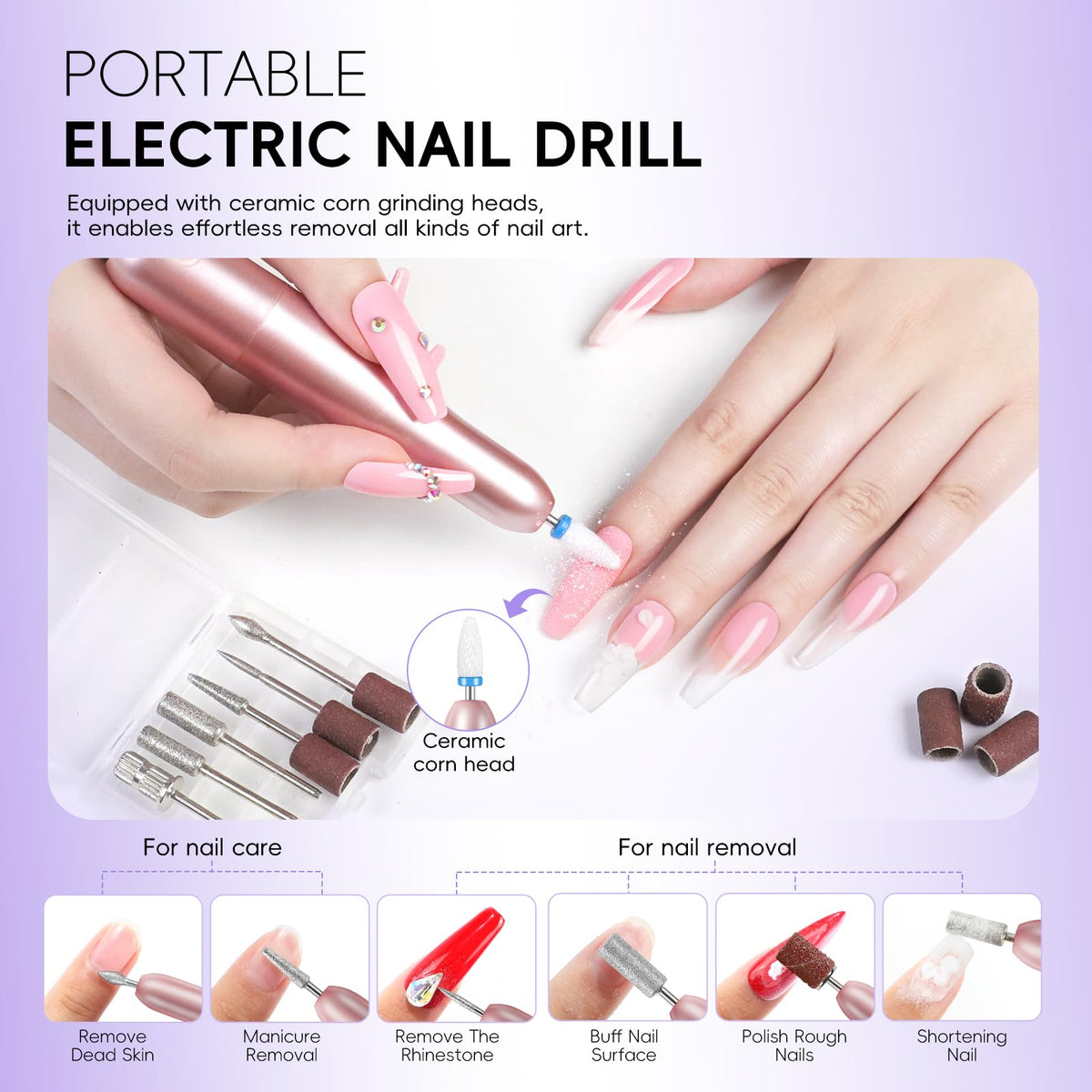 Electric nail drill and bits included in Peacecolor kit