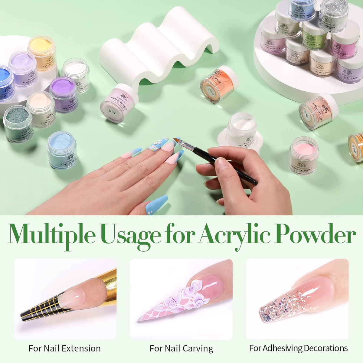 Professional acrylic nail art extension demonstration
