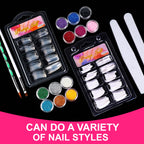 12 glitter acrylic powder jars included in Sunbelee nail set