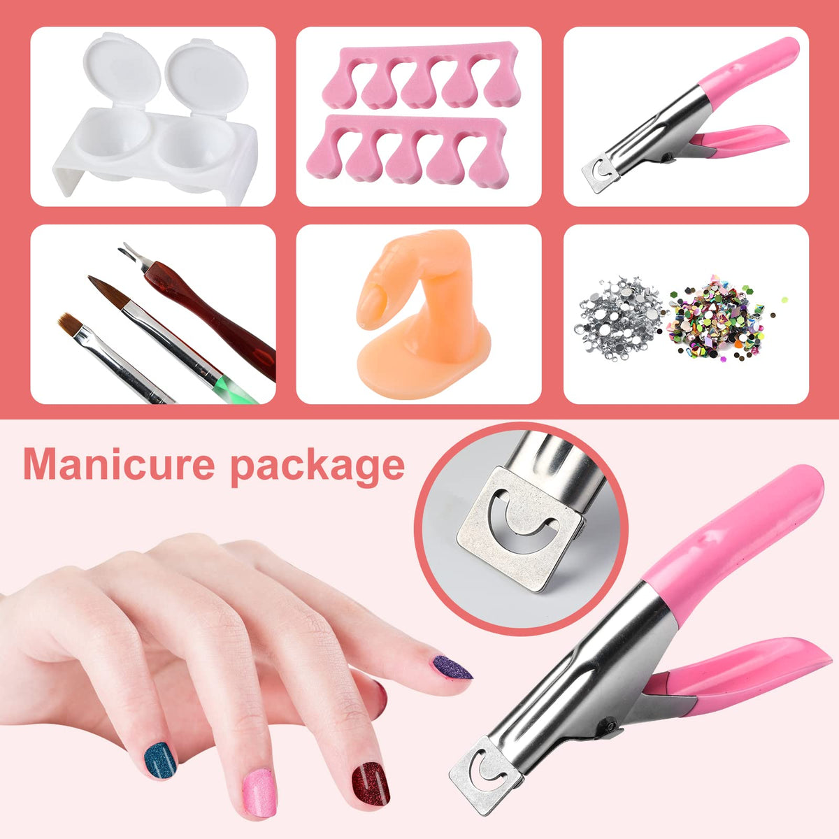 Full acrylic nail extension kit for home use