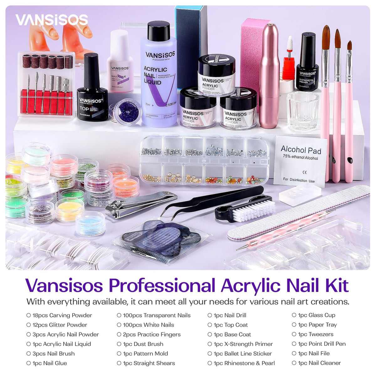 Coscelia nail art set featuring acrylic powder and monomer liquid