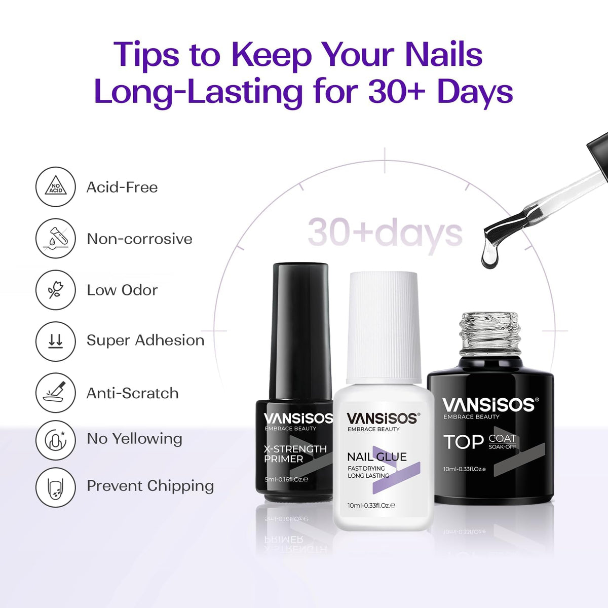 Close up of acrylic monomer and powder bottles for nail extensions