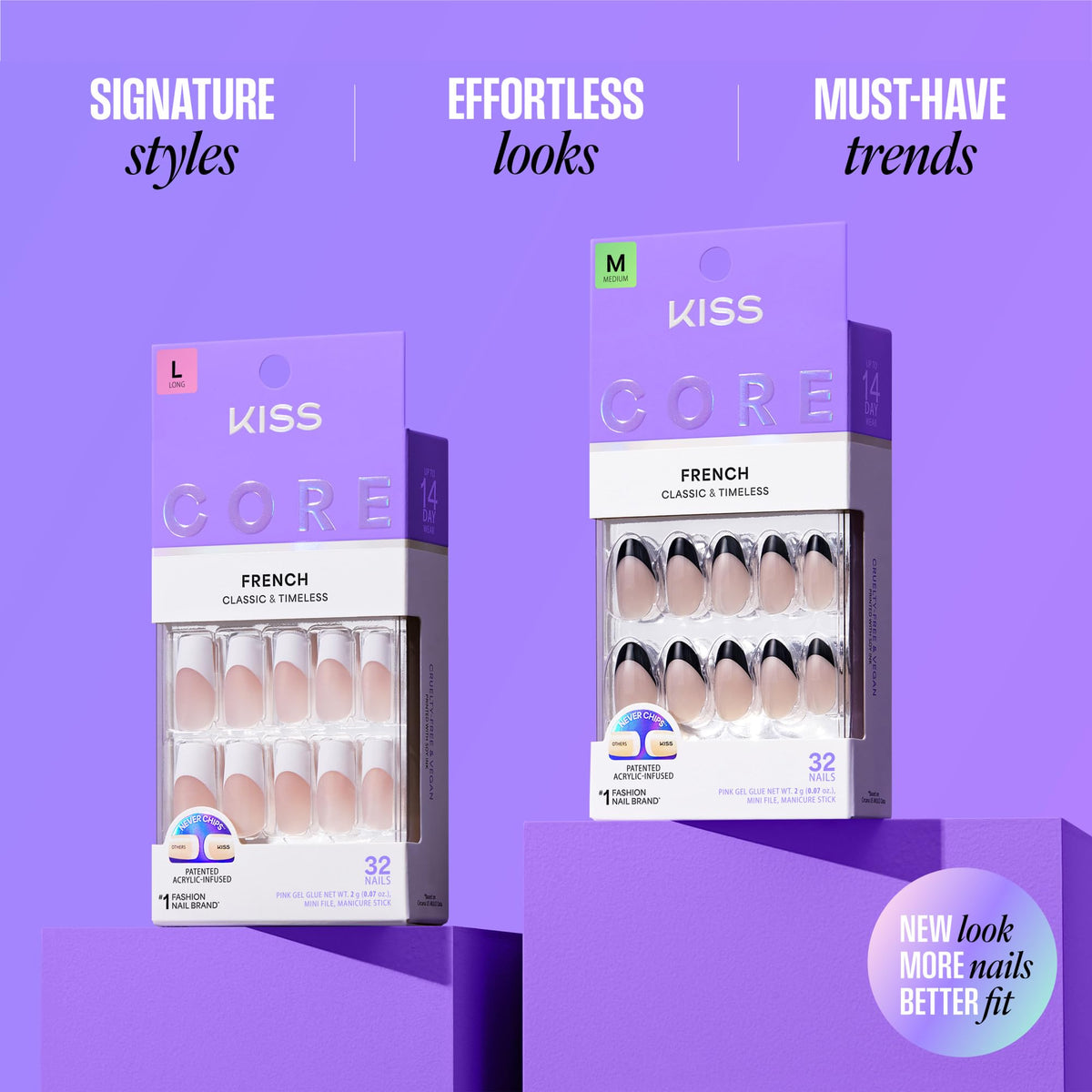 Application of Kiss Core short square press on nails