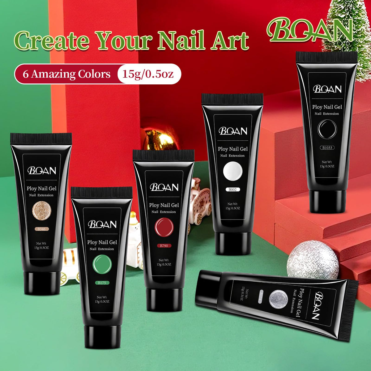 BQAN poly nail gel kit components and packaging detail
