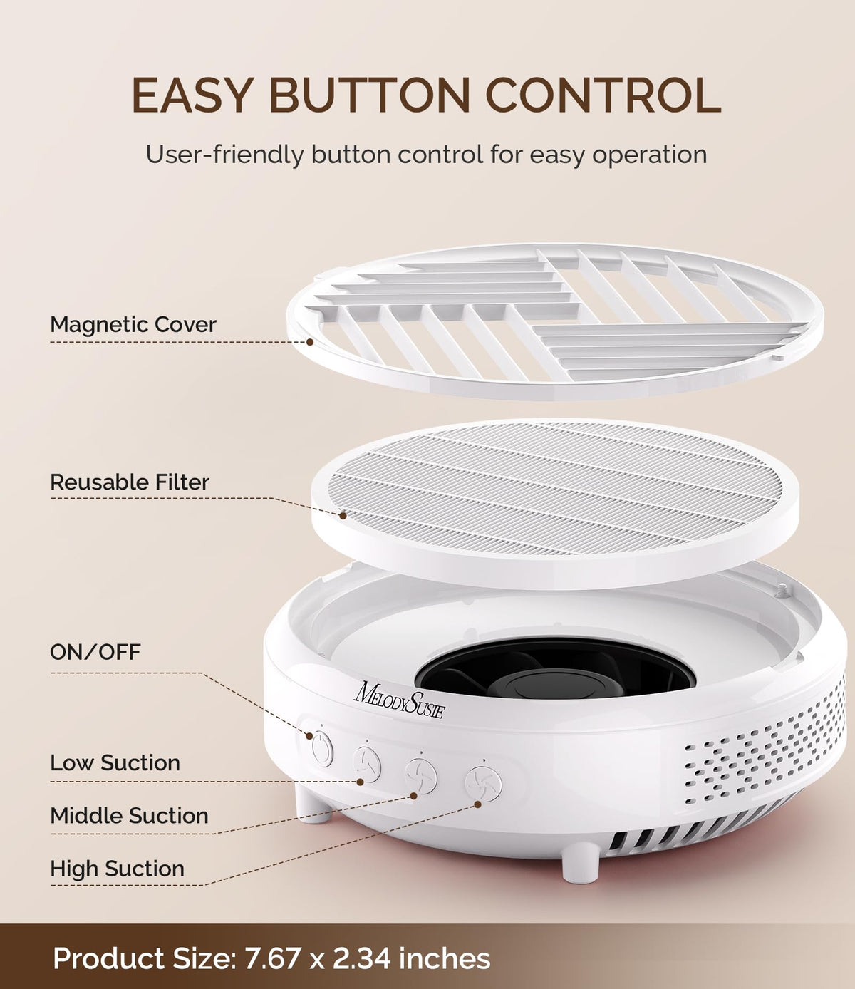 MelodySusie nail dust collector with control buttons